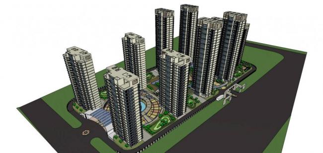 Sketchup住宅模型|高层住宅小区，现代风格，居住建筑