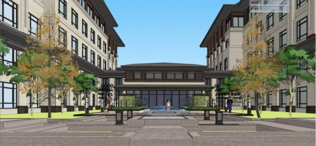 Sketchup酒店模型|多层酒店，中式风格