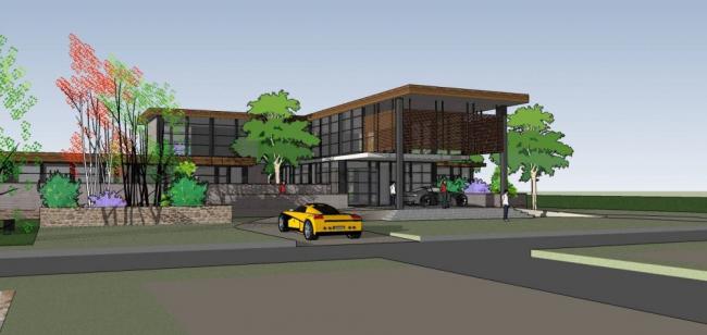 Sketchup商业模型|多层会商业所，密斯风格，现代