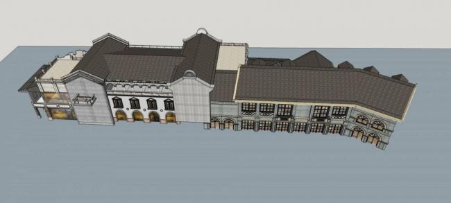 Sketchup商业模型|多层商业街，民国风格，中式风格