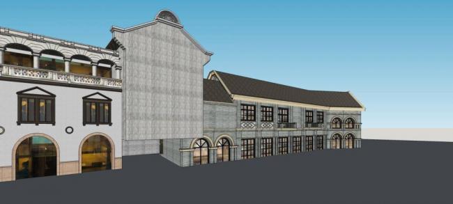 Sketchup商业模型|多层商业街，民国风格，中式风格