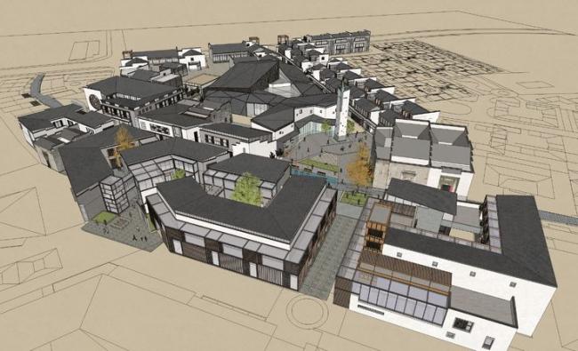 Sketchup商业模型|多层商业步行街，商业广场，中式风格