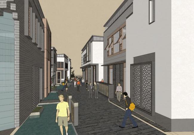 Sketchup商业模型|多层商业步行街，商业广场，中式风格