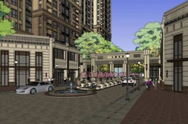 Sketchup住宅模型|太湖官邸,居住建筑,高层住宅,商业裙房,新古典风格-BIM建筑网