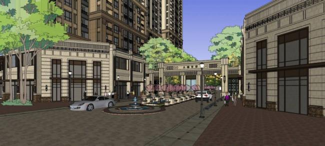 Sketchup住宅模型|太湖官邸，居住建筑，高层住宅，商业裙房，新古典风格