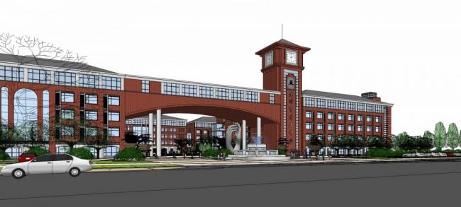 Sketchup学校模型|多层学校中学，教育建筑，欧式古典风格