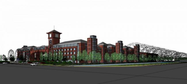 Sketchup学校模型|多层学校中学，教育建筑，欧式古典风格