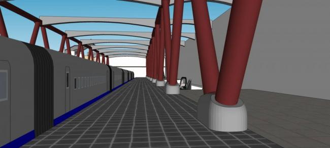 Sketchup车站路桥|多层地铁站，交通建筑，现代风格