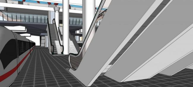 Sketchup车站路桥|多层地铁站，交通建筑，现代风格
