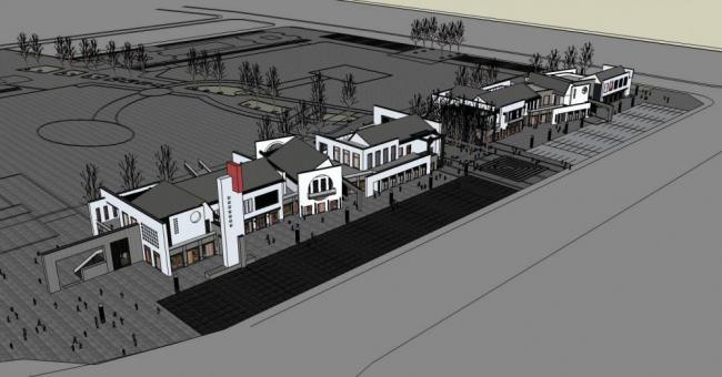 Sketchup商业模型|多层商业街，新中式风格