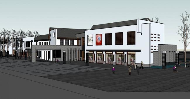 Sketchup商业模型|多层商业街，新中式风格