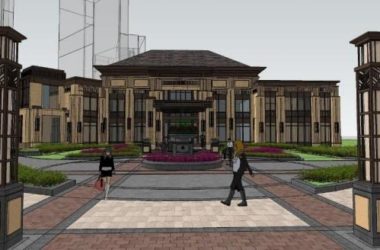 Sketchup商业模型|华润售楼处，多层商业会所，古典风格-BIM建筑网