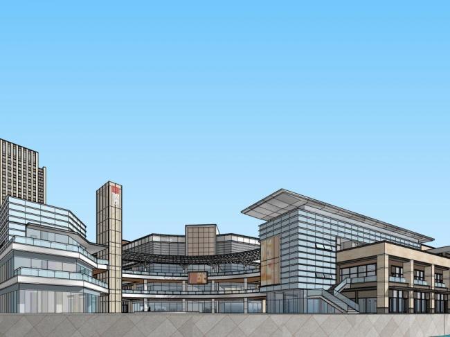 Sketchup综合体模型|多层高层混合，商业综合体，住宅，办公，现代风格