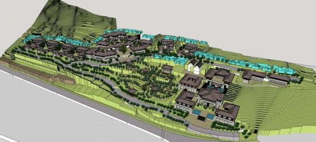Sketchup酒店模型|唐风度假山庄，多层酒店，中式风格