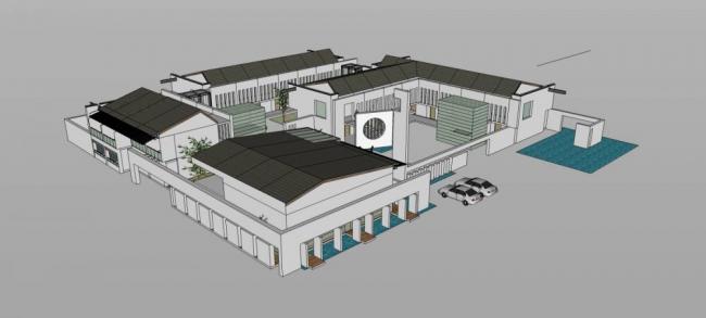 Sketchup酒店模型|多层会议中心，酒店办公，中式风格