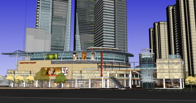 Sketchup综合体模型|超高层商业综合体，现代风格，购物中心，公寓住宅，酒店，写字楼