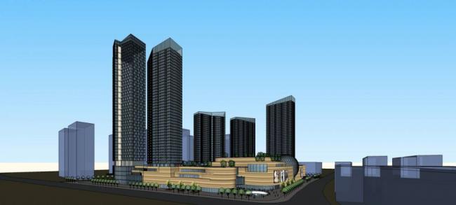 Sketchup综合体模型|超高层城市综合体，高层办公，现代风格