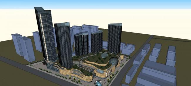 Sketchup综合体模型|超高层城市综合体，高层办公，现代风格