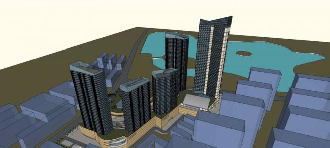 Sketchup综合体模型|超高层城市综合体，高层办公，现代风格