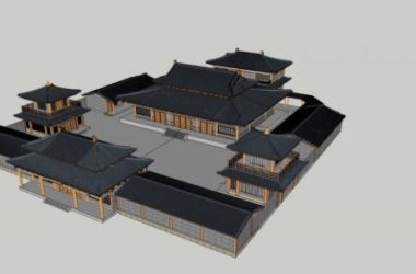 Sketchup古建筑模型|多层寺庙，宗教建筑，中式风格，古建-BIM建筑网