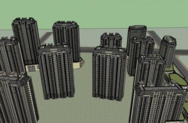 Sketchup住宅模型|高层住宅小区,商业步行街,底层商业,新古典风格,居住建筑-BIM建筑网