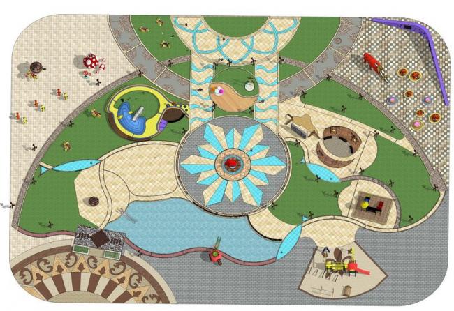 Sketchup景观模型|儿童游乐场，娱乐设施，景观，现代风格