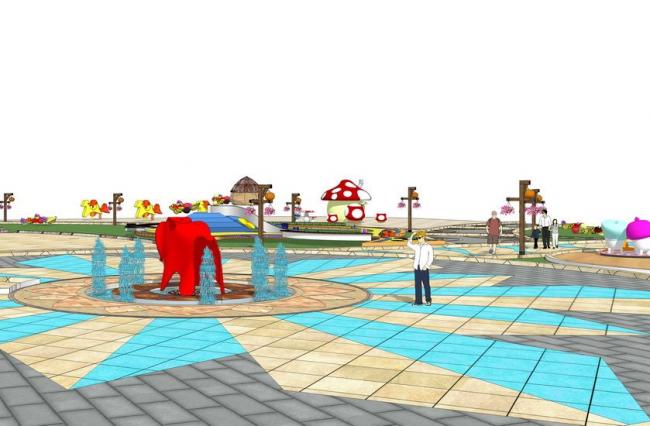 Sketchup景观模型|儿童游乐场，娱乐设施，景观，现代风格