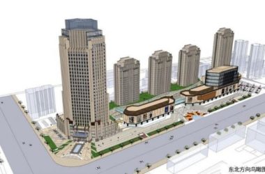 Sketchup办公模型|某总部基地办公楼，高层办公，底层商业，新古典风格，ArtDeco风格-BIM建筑网