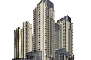 Sketchup综合体模型|高层商住综合体，住宅，新古典风格-BIM建筑网