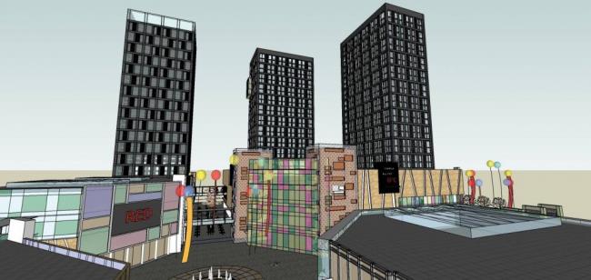 Sketchup综合体模型|高层商业综合体，办公，现代风格