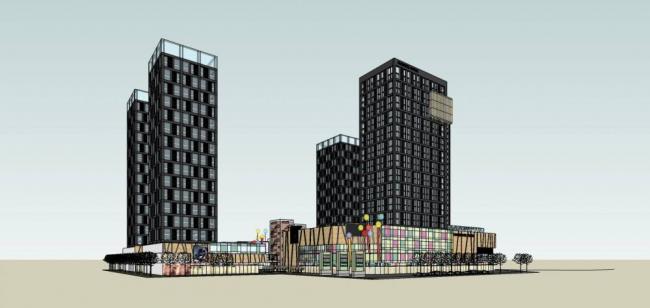 Sketchup综合体模型|高层商业综合体，办公，现代风格