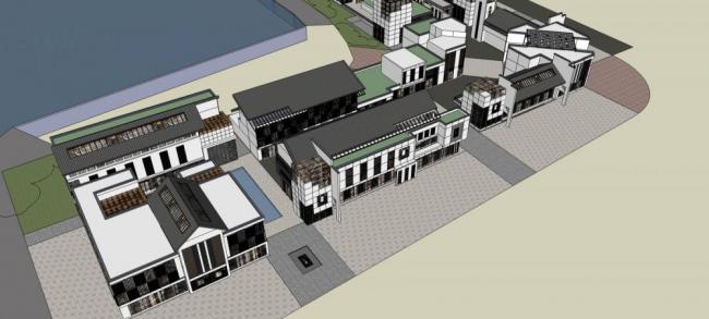 Sketchup商业模型|多层商业街，新中式风格