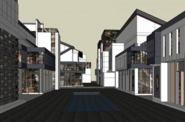 Sketchup商业模型|多层商业街，新中式风格-BIM建筑网