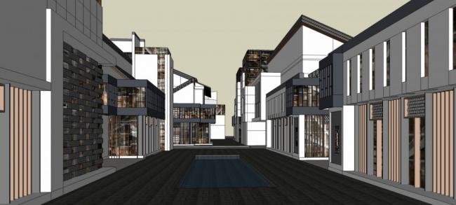 Sketchup商业模型|多层商业街，新中式风格