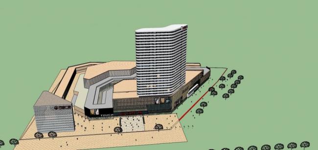 Sketchup综合体模型|凌水湾万达广场，商多层高层混合业综合体，现代风格