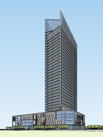 Sketchup办公模型|高层办公写字楼，现代风格