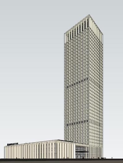 Sketchup办公模型|中国银行大楼，高层办公写字楼，现代风格