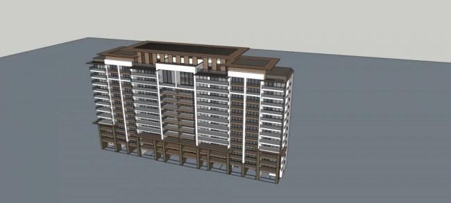Sketchup住宅模型|三亚土福湾，高层住宅公寓，居住建筑，现代风格