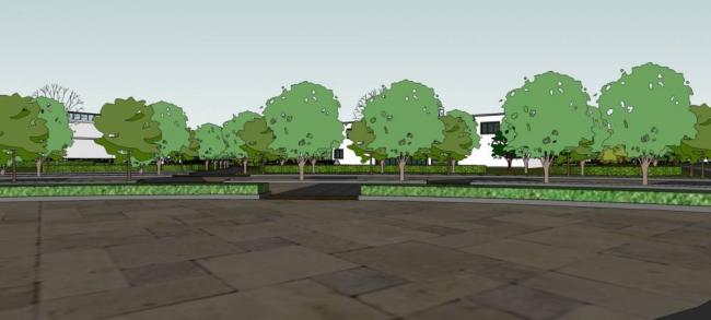 Sketchup景观模型|滨水公园，景观，现代风格