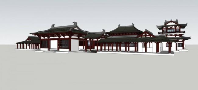 Sketchup古建筑模型|古建，多层寺庙，宗教，中式风格