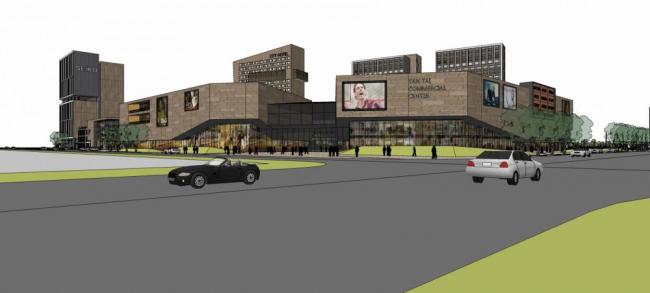 Sketchup办公模型|高层办公区，底层商业，现代风格