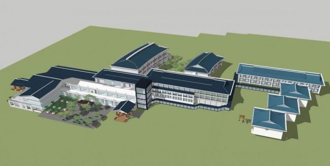 Sketchup酒店模型|多层度假村酒店，中式风格