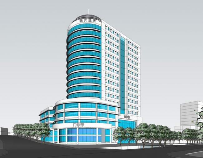 Sketchup医院模型|多层高层混合医院，医疗建筑，现代风格