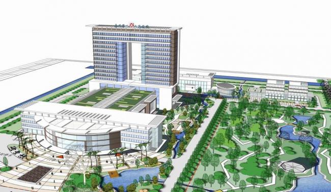 Sketchup医院模型|多层高层混合医院，医疗建筑，现代风格