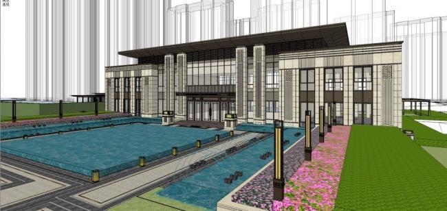 Sketchup住宅模型|高层住宅，居住建筑，售楼处，现代风格