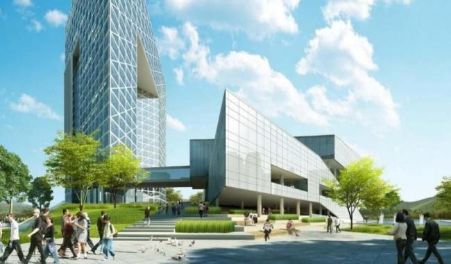 Sketchup办公模型|武汉光谷医药技术交易中心，多层高层混合办公楼，行政写字楼，现代风格