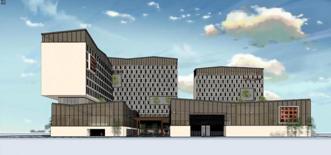 Sketchup办公模型|多层办公楼，新中式风格