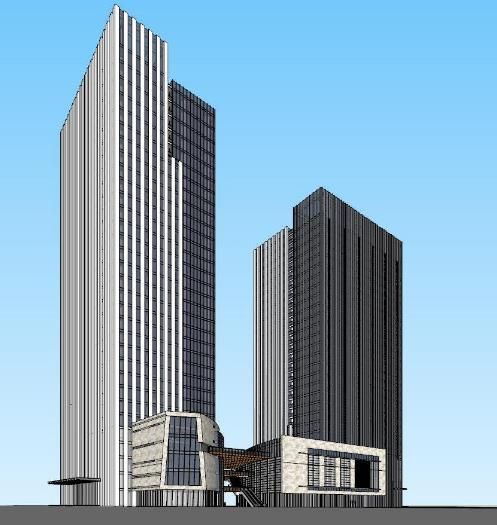 Sketchup办公模型|英轩大厦，高层办公楼，行政写字楼，现代风格