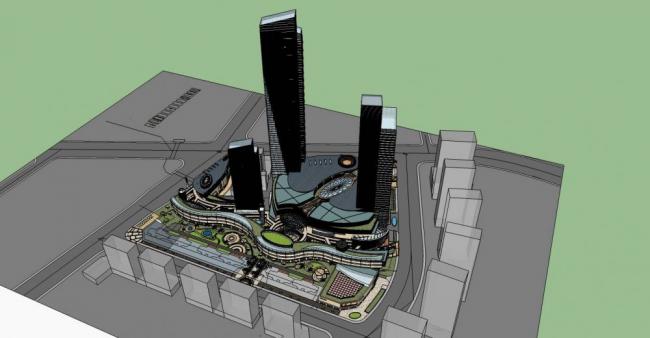 Sketchup综合体模型|超高层商业综合体，酒店，办公，现代风格