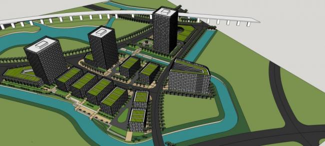 Sketchup办公模型|清华嘉定科技园，多层高层混合办公，酒店，现代风格